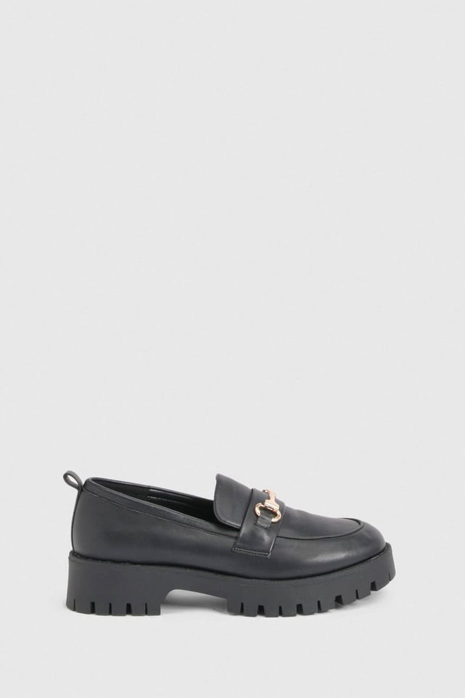 boohoo Dames Chunky T-bar Loafers | Zwart | Maat: 38