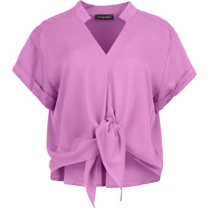 Lavendel droom viscose blouse met striksluiting