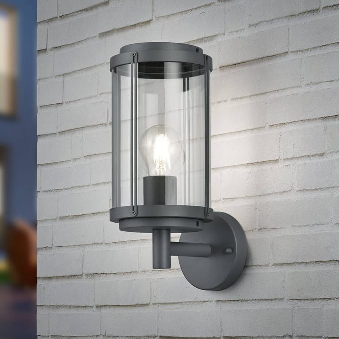 TRIO TANARO - Wandlamp - Antraciet - excl. 1x E27 7W - Buitenverlichting - IP44