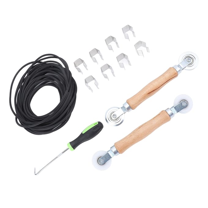 Schermreparatieset Staal Nylon Schermroller 32.8ft Schermrubber 8 stuks Schermklemmen Verwijderhaak 5 black