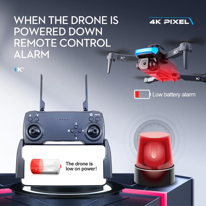 Afstandsbediening Drone met Daul-camera 4K 4-zijdig Obstakel vermijden Optische stroompositionering FPV 3 battery zwart