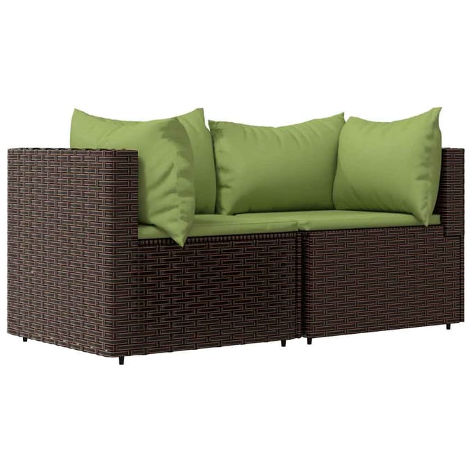 vidaXL - 3-delige - Loungeset - met - kussens - poly - rattan - bruin