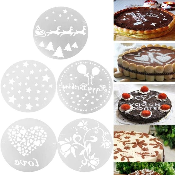 Plastic Bakken Tool voor Cake Decorating - Set van 5 - Cake Stencils voor Verjaardag en Bruidstaart Decoratie