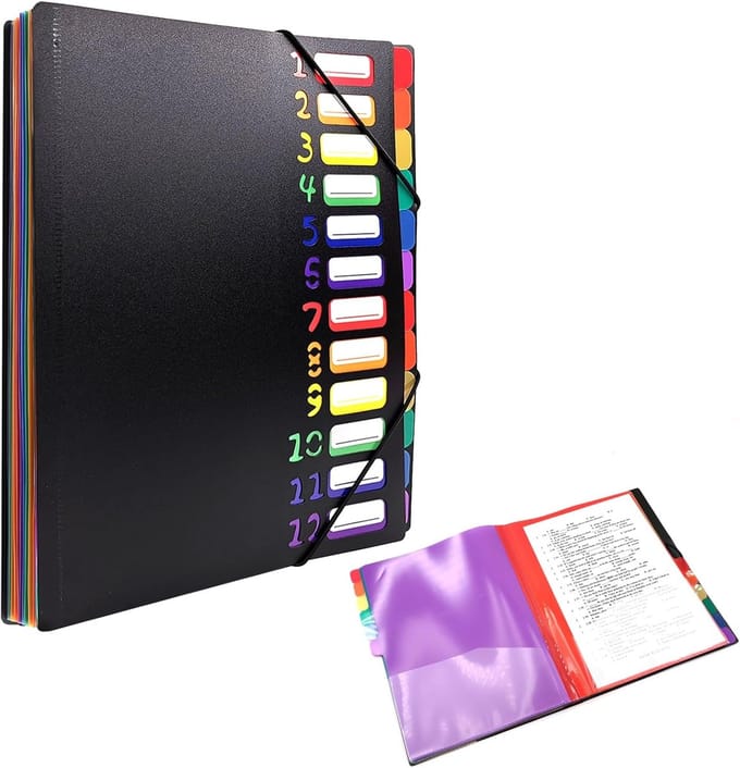 Solidchoice - A4 Document Folder met 12 Vakken en Elastische Band