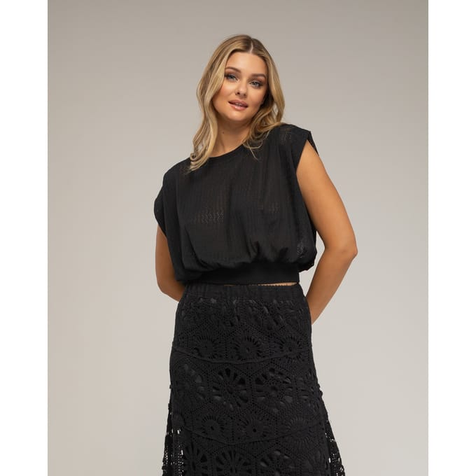 Mouwloze gebreide net top