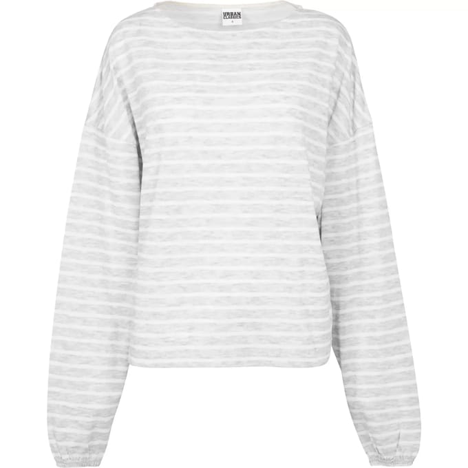 Urban Classics - Oversize Stripe Pullover Longsleeve top - S - Grijs/Wit