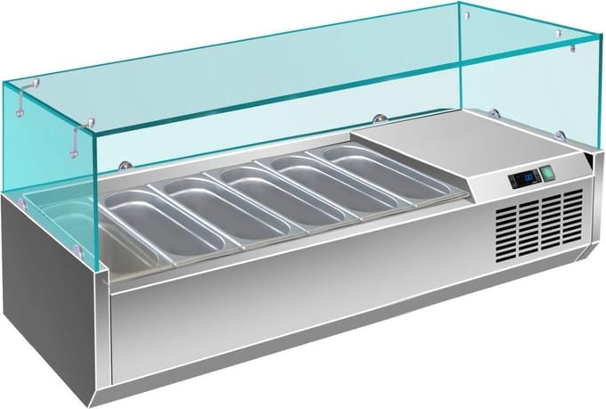 SARO Koelvitrine - RVS - Glazen opzet - 6x 1/3GN - VRX1400/380 - 323-1037