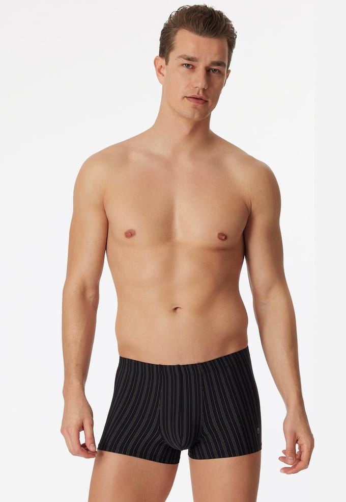SCHIESSER Nachtschwarmer boxer (1-pack) - heren short microvezel zwart gestreept