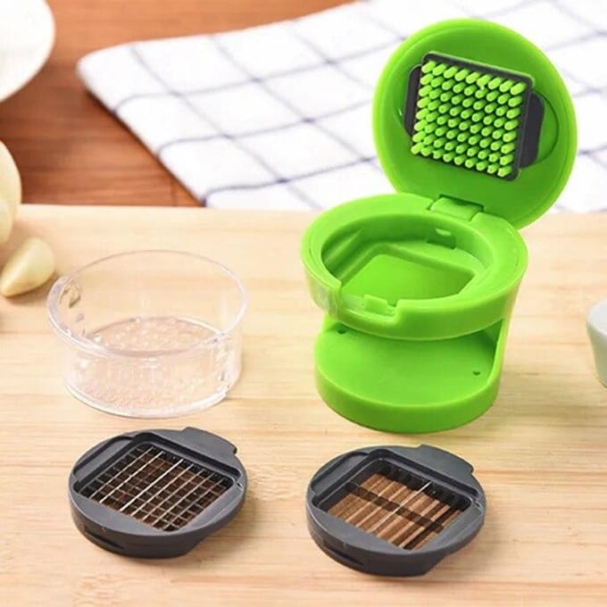 Presse à boue d'ail en plastique multifonctionnelle, trancheuse, stockage de dés, cuisine, gadget pratique pour légumes, presse à boue d'ail vert