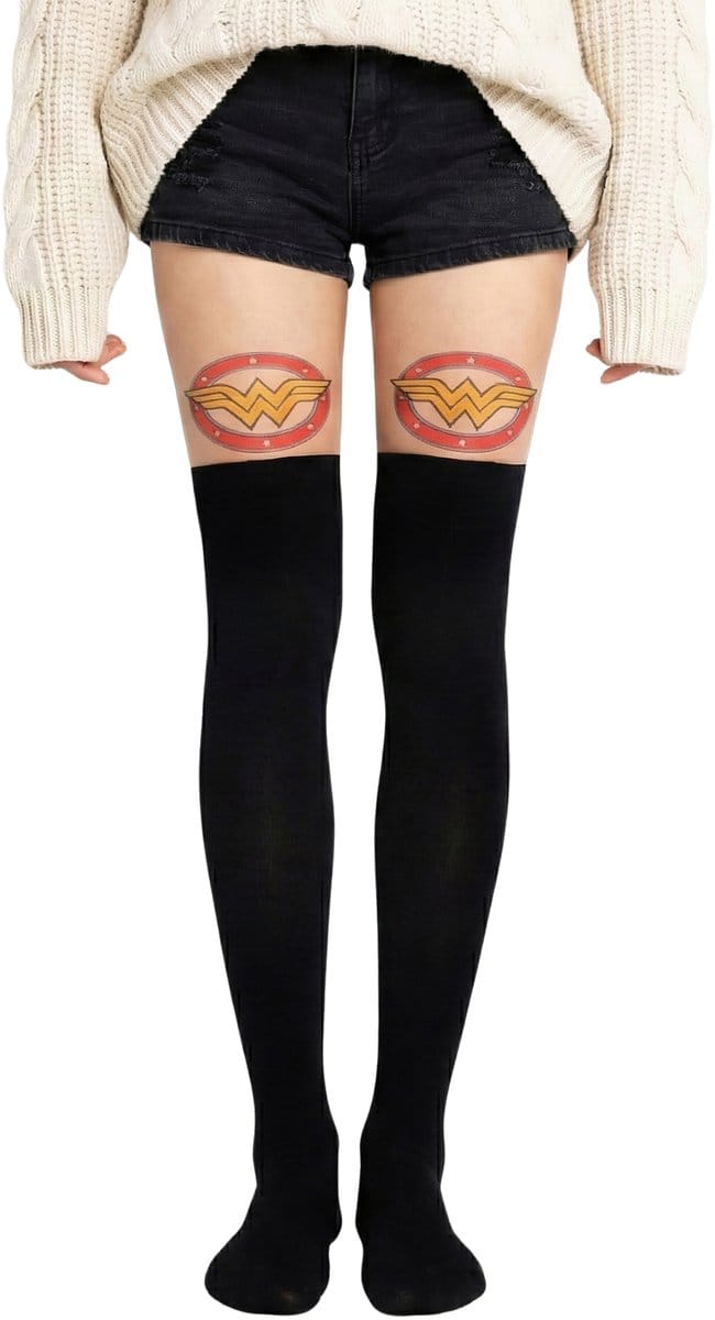 WONDER WOMAN zwart-witte panty