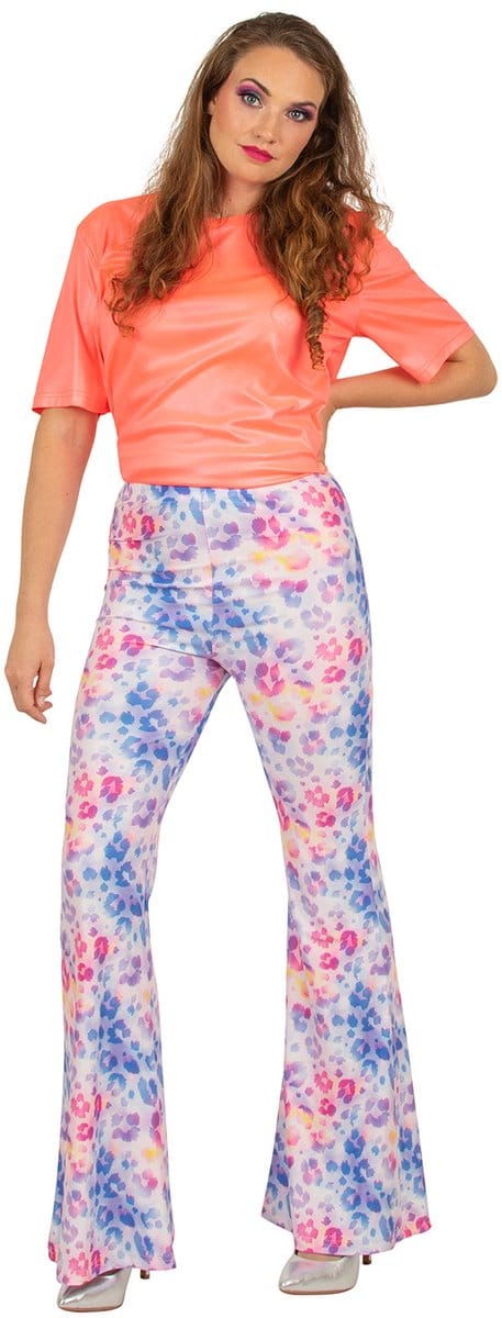 Flared Broek Panterprint Multicolour - Maat L/XL