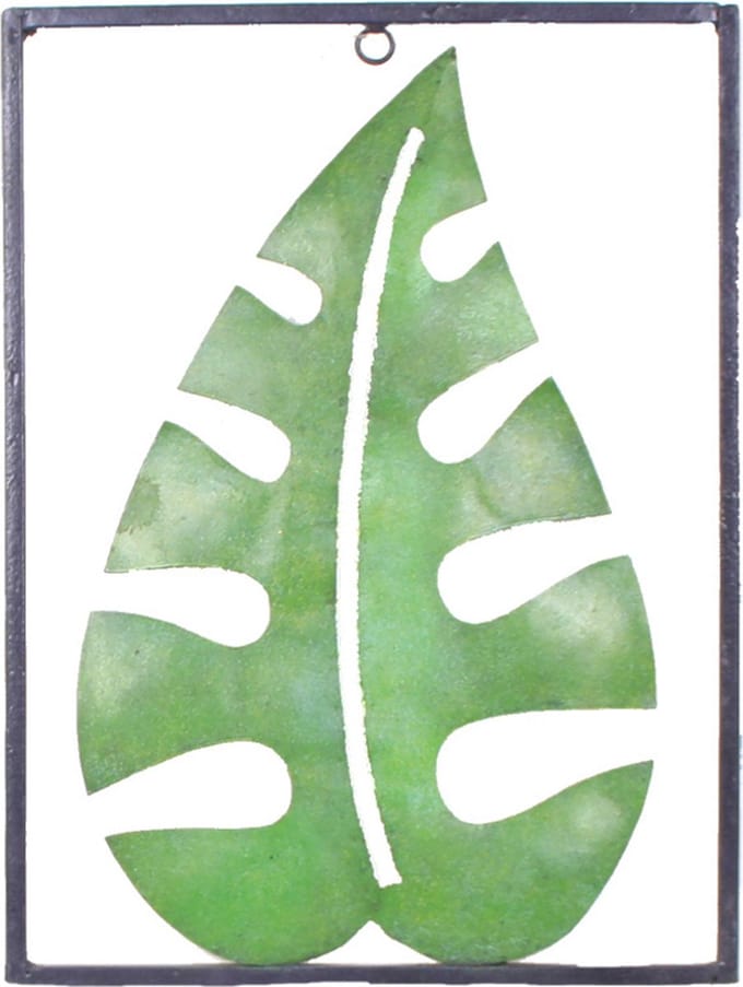 Wanddecoratie metaal tropisch blad