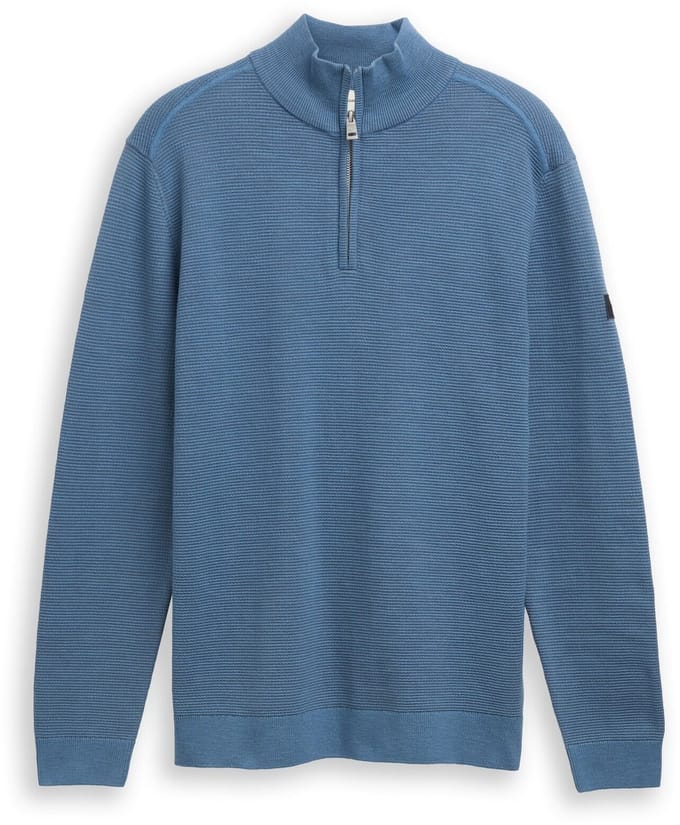 Tom Tailor - Troyer gebreide trui van katoen - Maat L - Faded Uniform Blue