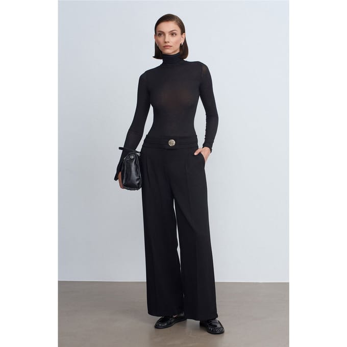 Hoge taille wijde broek van crêpe