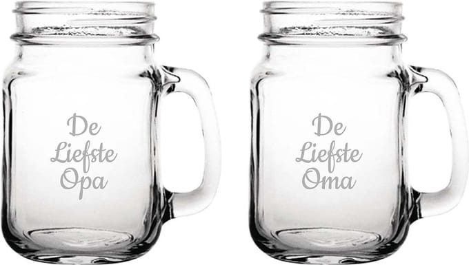 Gegraveerde Drinkglas 45cl De Liefste Opa-De Liefste Oma