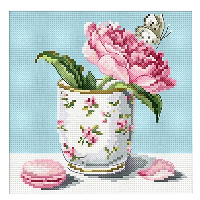 Bloemen gestempelde kruissteekpakketten Afmetingen voor beginners DIY 21 x 21 cm 14CT 21 x 21cm 14CT veelkleurig