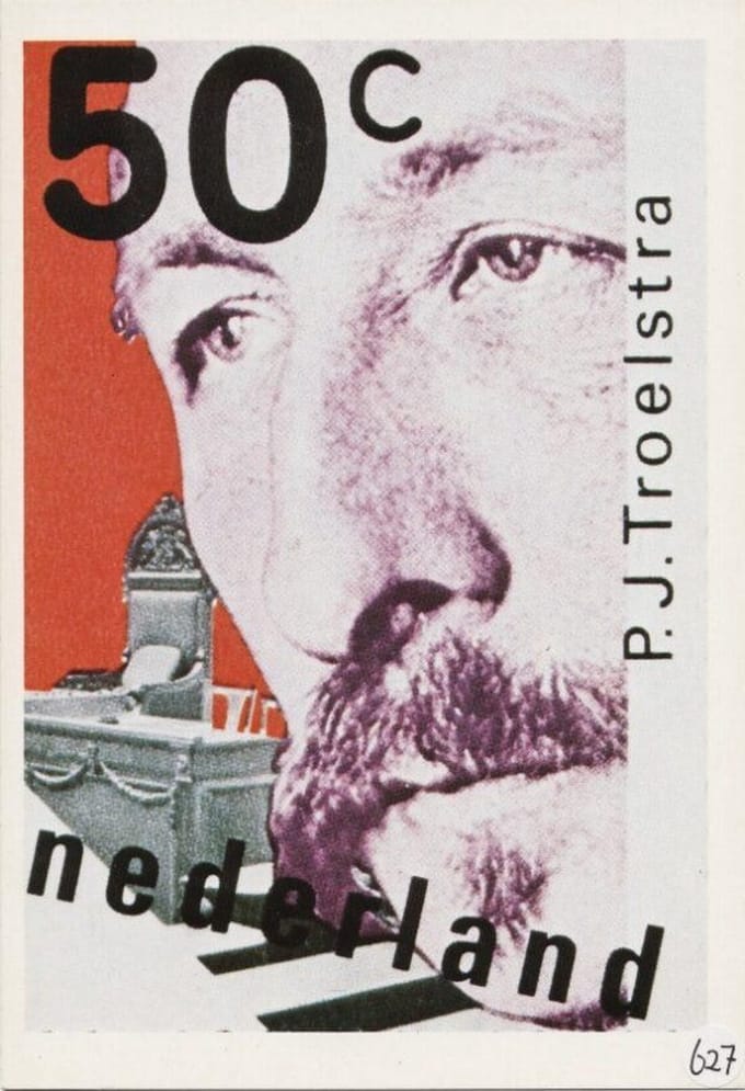 Briefkaart met afbeelding Mr. P.J. Troelstra postzegel