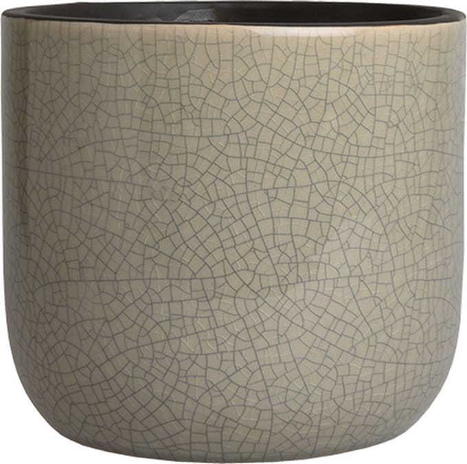 D&M Deco Bloempot Craquelé Grijs D 17 cm H 15 cm Opening 15,5 cm