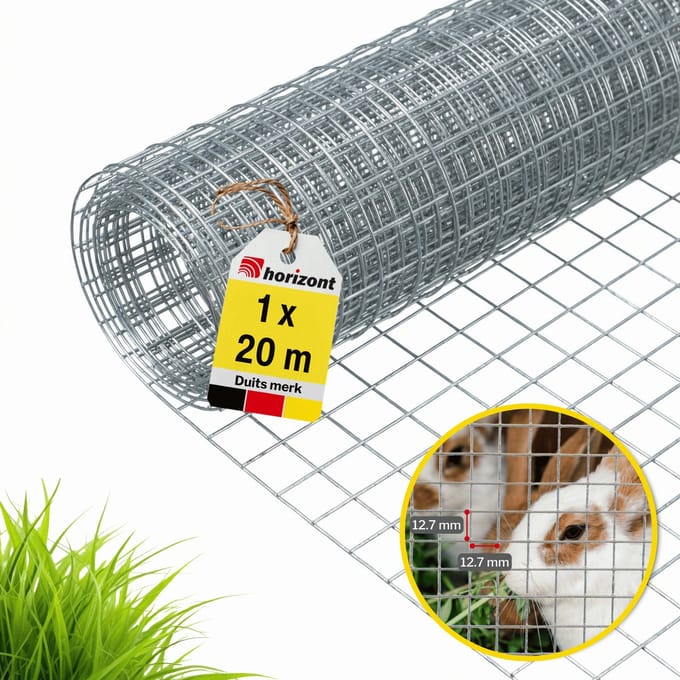 Kippengaas Verzinkt – Maaswijdte 12,7 mm – Rol 1*20m – Konijnengaas – Vogelgaas – Fruitbomen – Groentetuin – Tuingaas