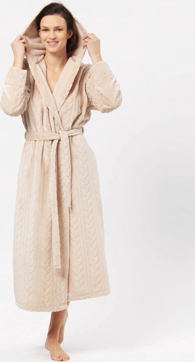 Key Badjas Dames Fleece Vrouwen Beige LGL 200 S/M