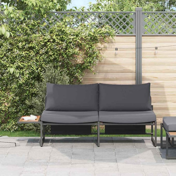 vidaXL - Tuin - Sofa - met - kussen - Antraciet - 200,5 - x - 70 - x - 85,5 - cm - Staal