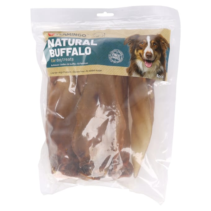 Flamingo Snack Nature Buffeloor met vlees - zak met 5 stuks - snack voor de hond - glutenvrij