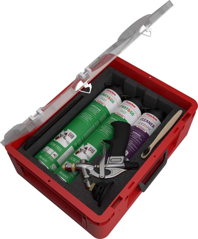 Frencken Click Fix Spray and Go startersset - 2 bussen plus pistool - voor lichte bouwprojecten