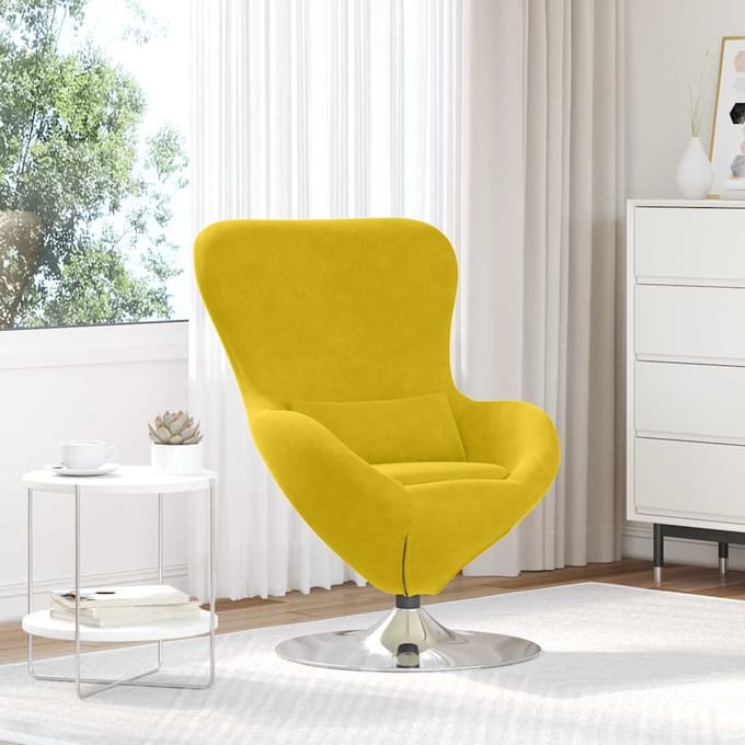 vidaXL - Eivormige - stoel - Geel - 63 - x - 73 - x - 90 - cm - Fluweel