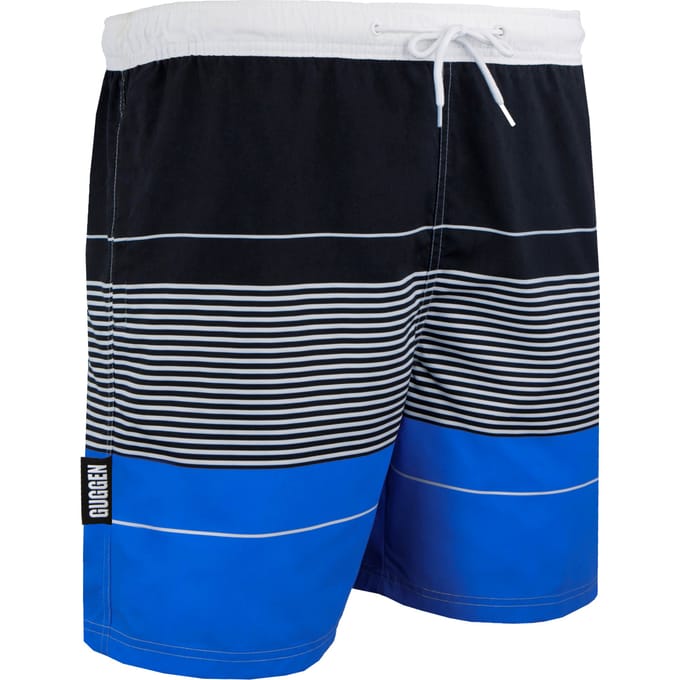 Zwemshort voor heren met patroonstrepen blauw