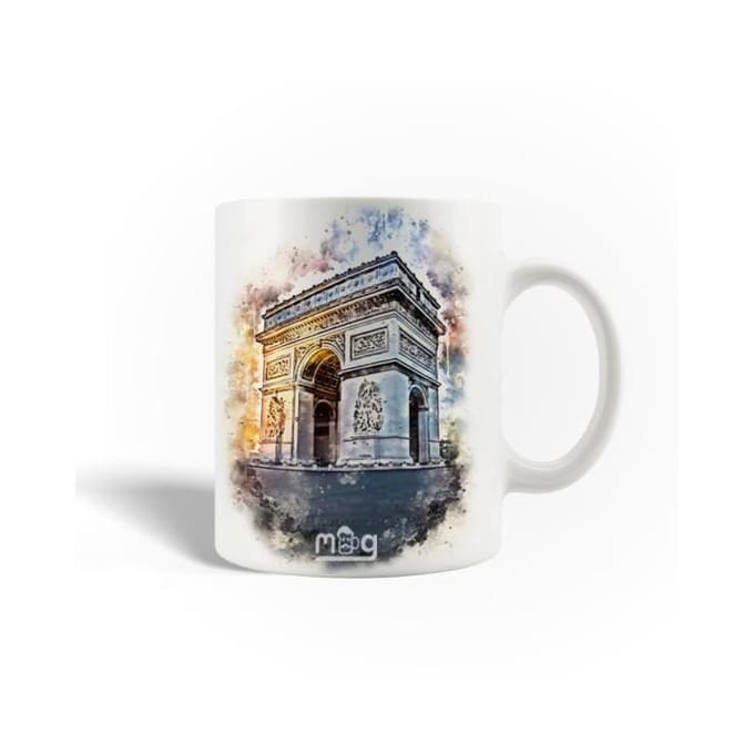 Mug en Céramique - Arc de Triomphe - 30cl - Blanc - Compatible Lave-Vaisselle - Rond
