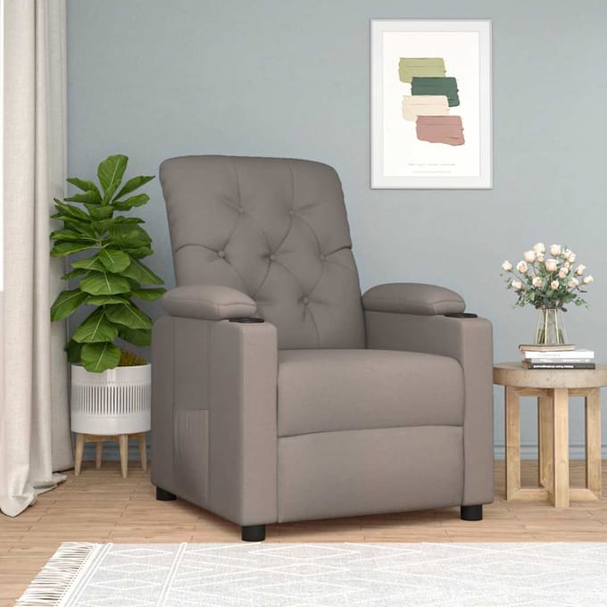 vidaXL Fauteuil verstelbaar stof taupe