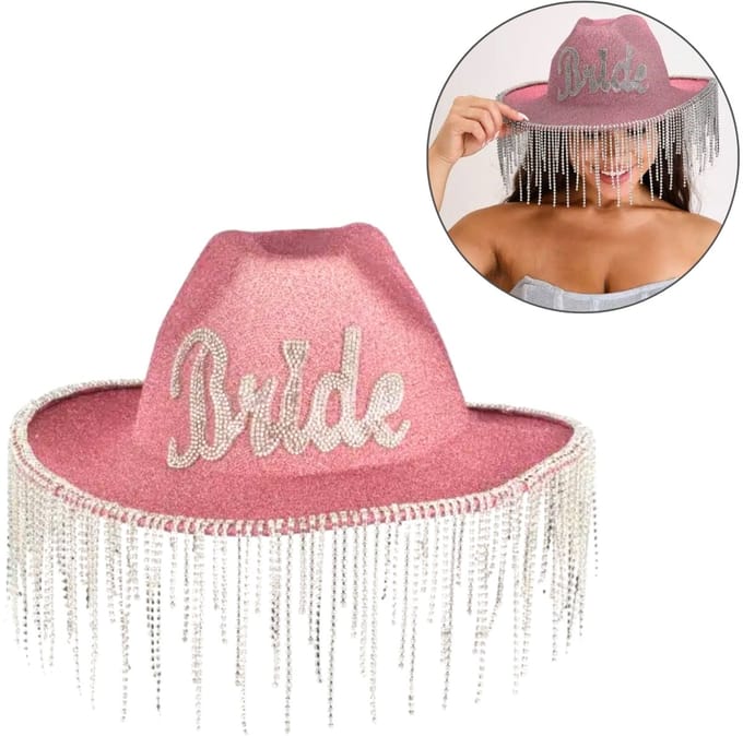 Ginger Ray - Roze glitter Bride cowgirlhoed
