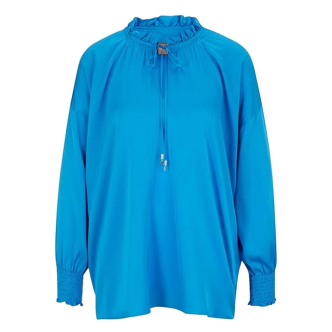 Boss Baratina-zijden blouse voor dames (Helder Blauw)