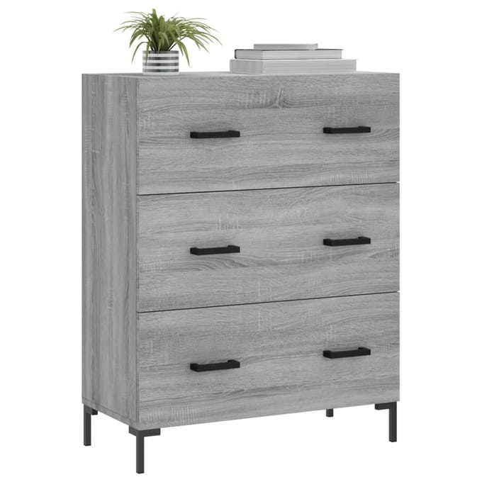 vidaXL - Dressoir - 69,5x34x90 - cm - bewerkt - hout - grijs - sonoma - eikenkleurig