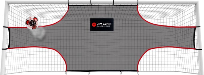 Pure2Improve Doeltrainer 5×2 m – Groot Schietnet voor Nauwkeurige Voetbaltraining (Zwart/Rood, Polyester)