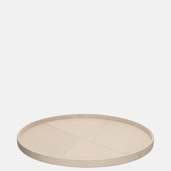 Chamada Merel leren dienblad rond croco L beige