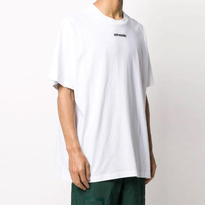 Off-White Marker Korte Mouw Overhemd Wit/Blauw Heren Tops OMAA038E20JER0020145 M gray