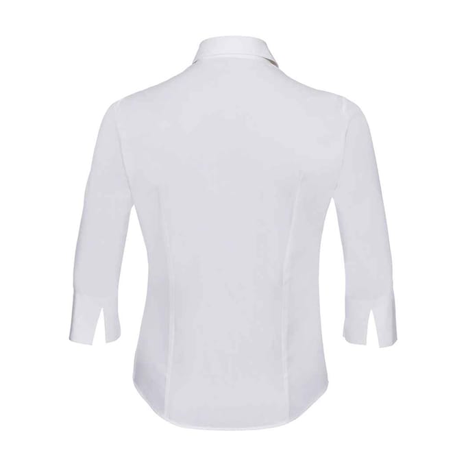 Russell Collection Dames/Dames Easy-Care 3/4 mouw shirt (Wit)