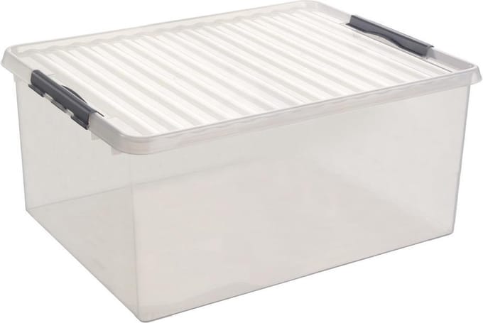 Sunware Q-Line opbergbox 120L - 80x50x38 cm - Transparant/grijs