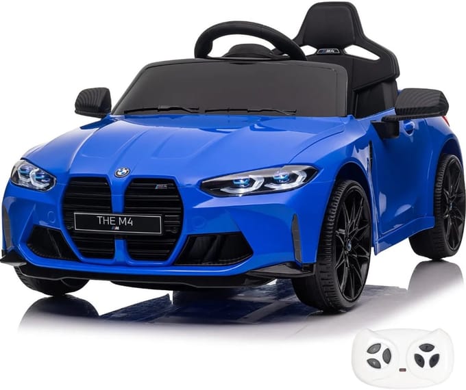 BMW M4 Competition - Elektrische Kinderauto 12V - 1 tot 5 jaar - Blauw