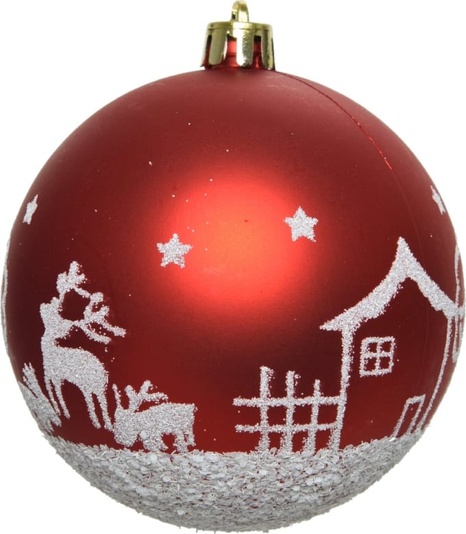 Kerstbal huis-rendier rood