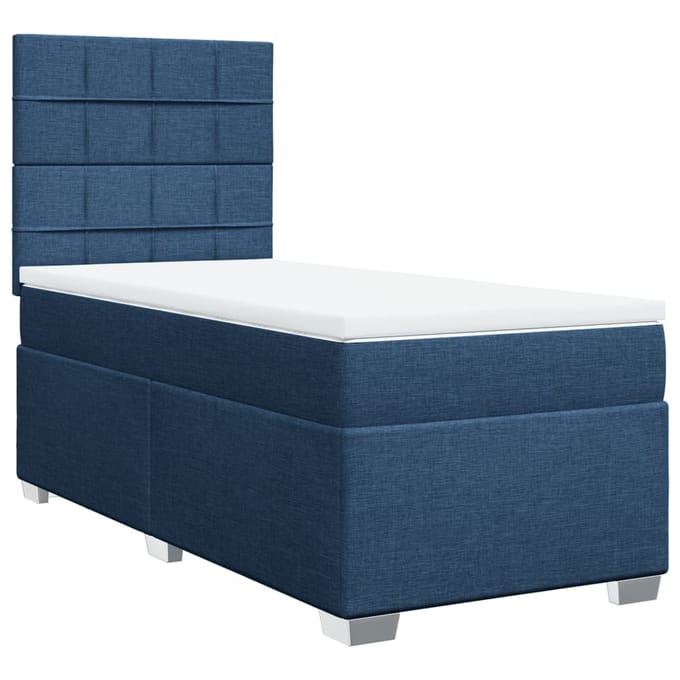 vidaXL - Boxspring - met - matras - stof - blauw - 80x200 - cm