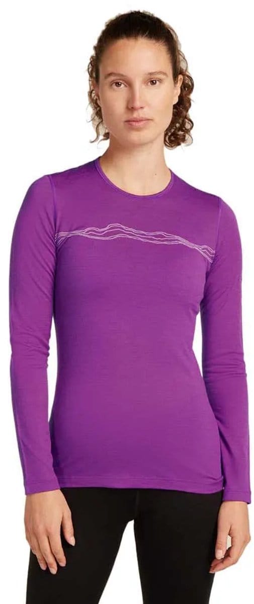 Icebreaker Merino 200 Oasis Mountain Pulse Lange Mouwen Basislaag Paars L Vrouw