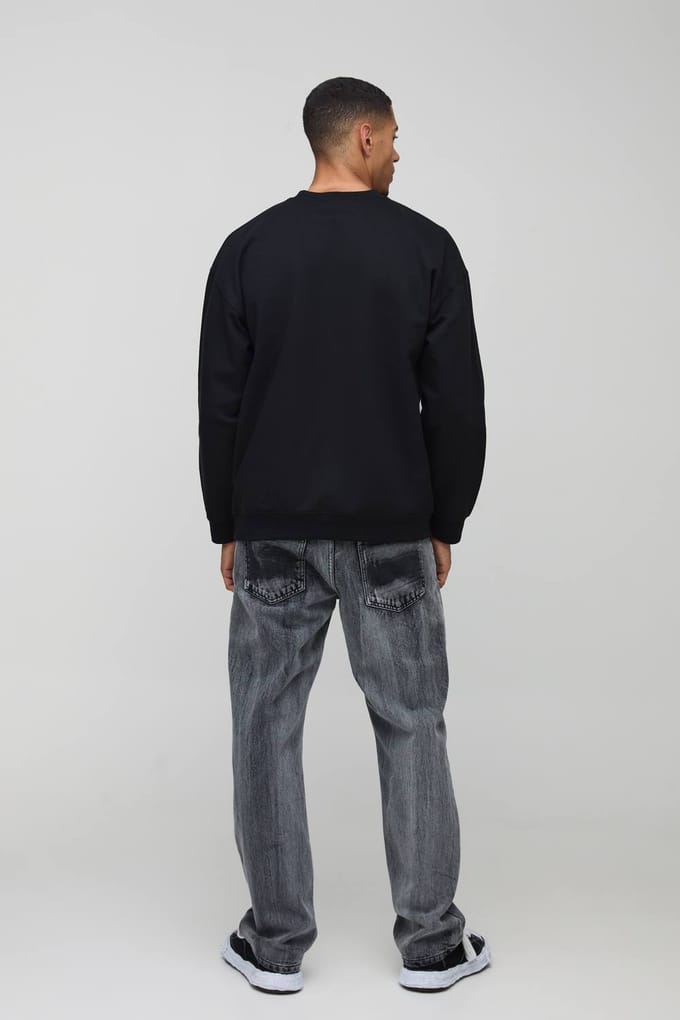 Oversized Spiderman Christmas License Print Sweatshirt | Black | Size Medium