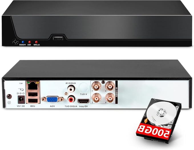 Bewakingsrecorder - DVR Systeem - Beveiliging Thuis - 5MP H.265+ Encryptie - 4 Kanaals - Zwart