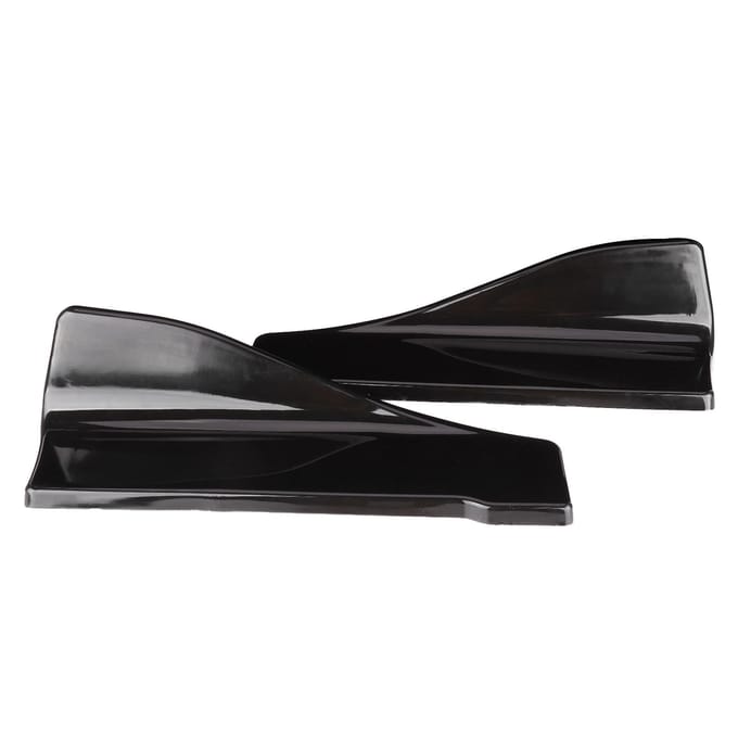 2 stuks Universele Achterbumper Diffuser Lip Zijskirts Glanzend Zwart met Montageschroeven black