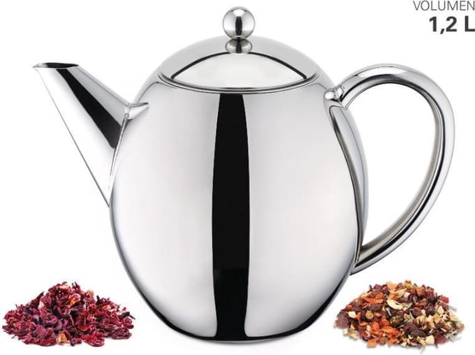 Dubbelwandige Theepot - Met theefilter - 1.2 liter - Weis