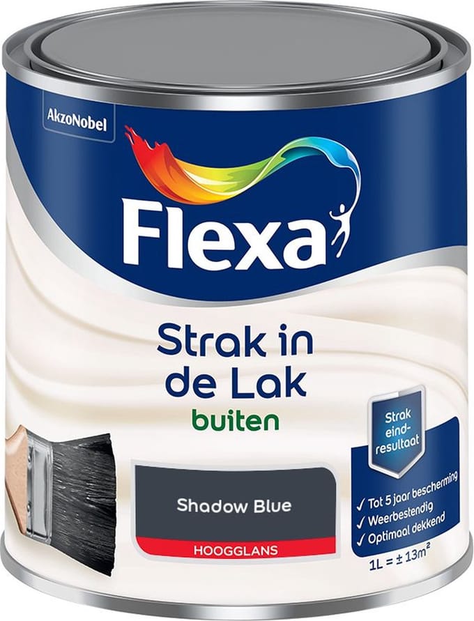 Flexa - Strak In De Lak Buitenlak Hoogglans - Shadow Blue - Mengverf - 1 L