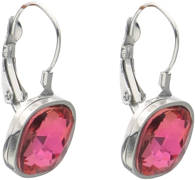 Oorbellen - RVS - kristal - 2,5 cm - roze