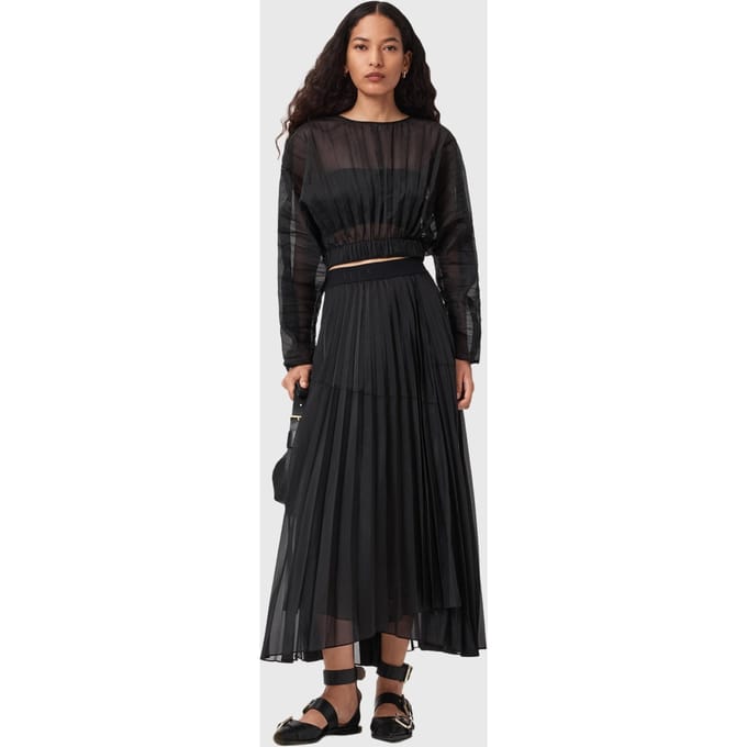 AllSaints Micaela Pleat Top Black Größe: 2 | Longsleeves Outlet | Damen | Schwarz